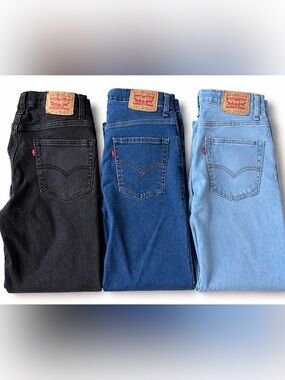 Levi's boys Straight Jeans bundle - Black, Dark Blue & Light Blue